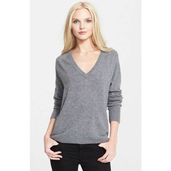 Equipment V-neck Grey Cashmere Sweater S $288 - Picture 8 of 8